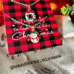 Mistletoe & Snowman Neckpiece