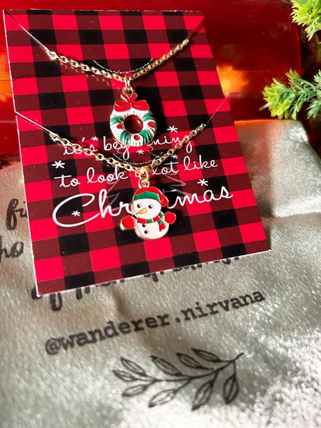 Mistletoe & Snowman Neckpiece