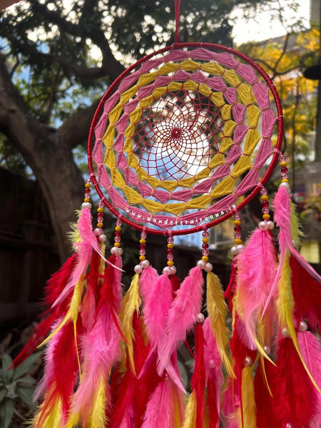Rosy Pink Yellow Dreamcatcher