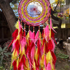 Rosy Pink Yellow Dreamcatcher