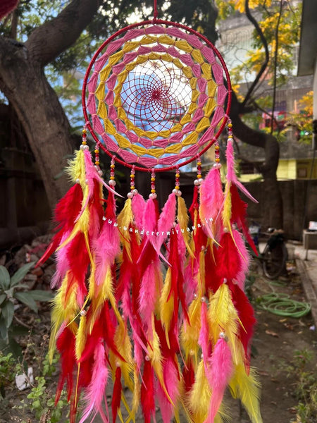 Rosy Pink Yellow Dreamcatcher