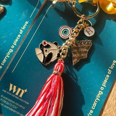 Boho Panda Keychain (PinkRed Tassel )