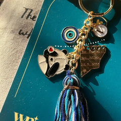 Boho Panda Keychain ( Shades Of Blue Tassel )