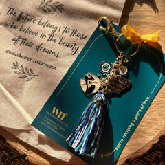 Boho Panda Keychain ( Shades Of Blue Tassel )