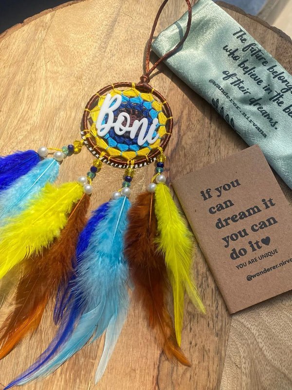 Mystic Brown mini dreamcatcher with name.
