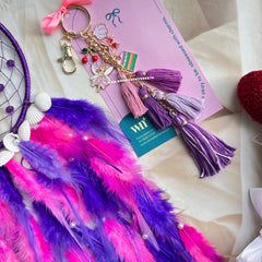 Purple Dreamcatcher Bagcharm Flower Hamper Box