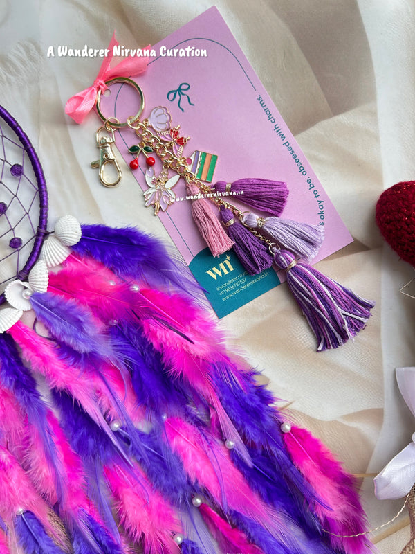 Purple Dreamcatcher Bagcharm Flower Hamper Box