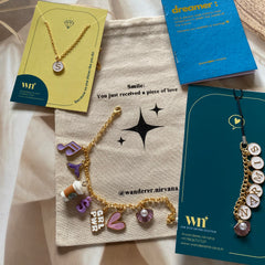 Lavender Personalised Combo( Neckpiece, Bracelet, Phonecharm)