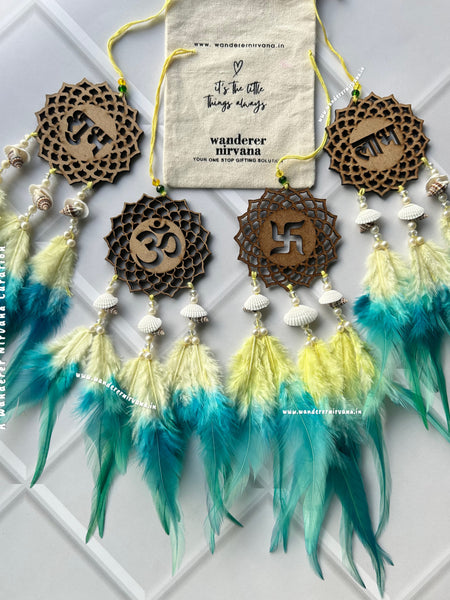 Shubh Labh Ohm Swastik Yellow-Green Hariyali