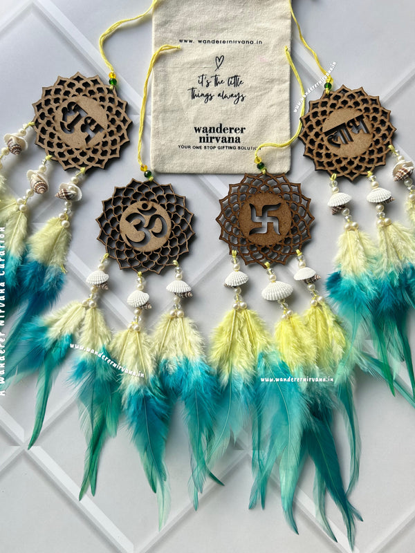 Shubh Labh Ohm Swastik Yellow-Green Hariyali