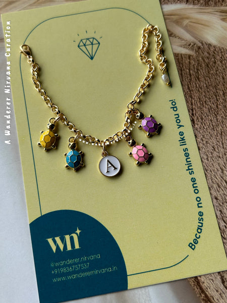 Turtle Personalised Bracelet with pearl drop