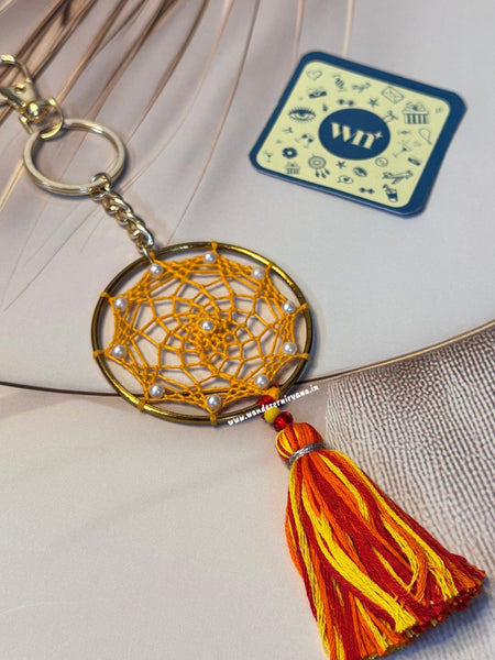 Yellow Magpie Dreamcatcher Keychain
