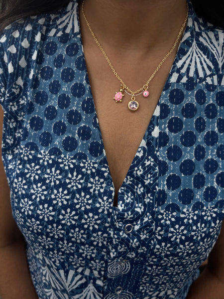 Pink Nazar Turtle Neckpiece
