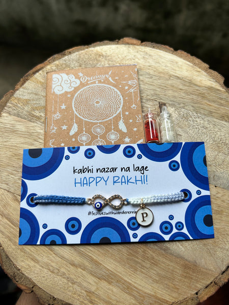 Infinity evil eye rakhi with Intial