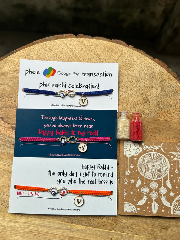 Infinity evil eye rakhi with Intial