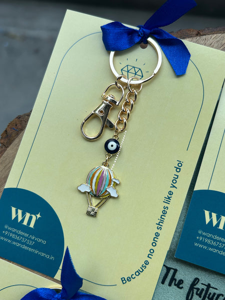 Hot Air Balloon Evil Eye Personalised Keychain