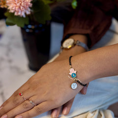 Noorani Hamsa Nazariya Bracelet with Initial