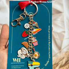 Bakery Icecream Strawberry Cheesecake Croissant cupcake Cappuccino Tea Omelette Personalised Keychain