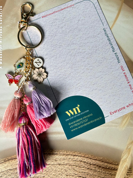 Boho Personalised Butterfly MayurKeychain Bagcharm