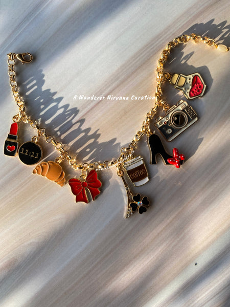 Paris , Coffee, Bow , Crossaint Travel Bracelet
