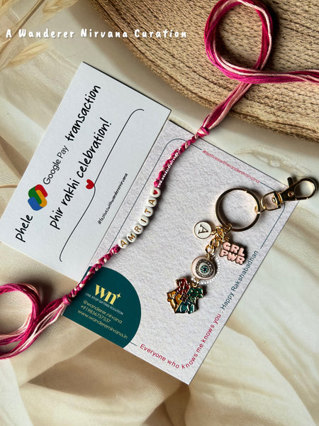 Harry Potter Girl Power Name Rakhi Keychain Combo