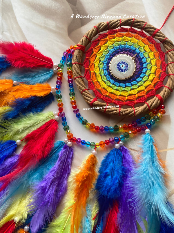 Rainbow Evileye Wreath Beaded Dreamcatcher