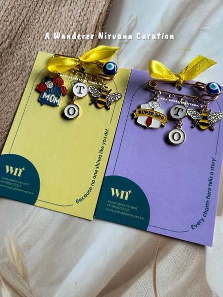 Mom Super Dad Parents To Be Evileye Personalised Brooch