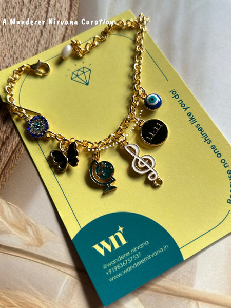 Evileye Butterfly Music 11:11 Travel Bracelet with pearl drop