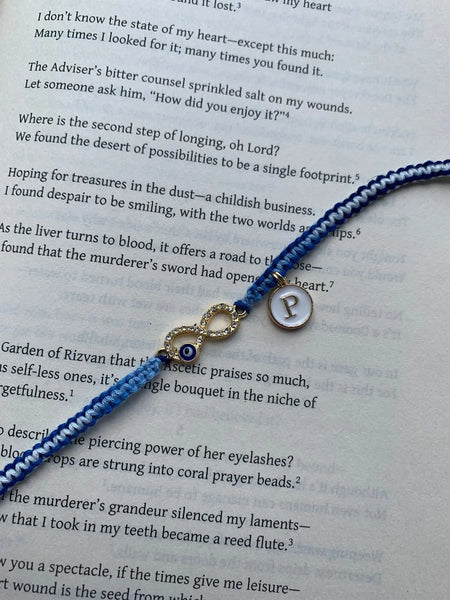 Infinity evil eye rakhi with Intial