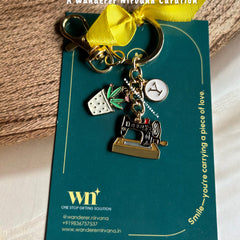 Plant Sewing Machine Personalised Keychain