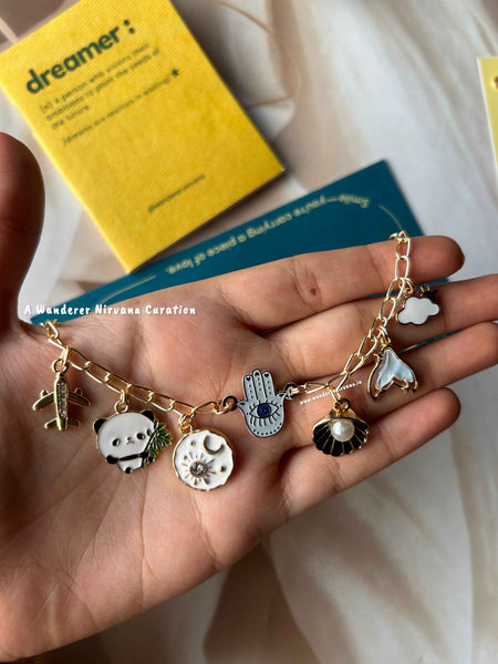 Multicharm Hamsa Universe Panda Flight Shell Neckpiece