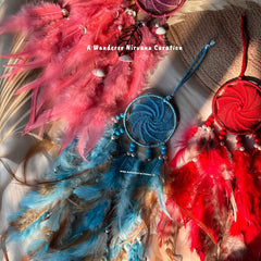 Pink Blue Red Set of 3 Dreamcatchers