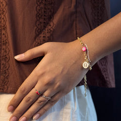Rani Evileye Pearl Bracelet with Initial
