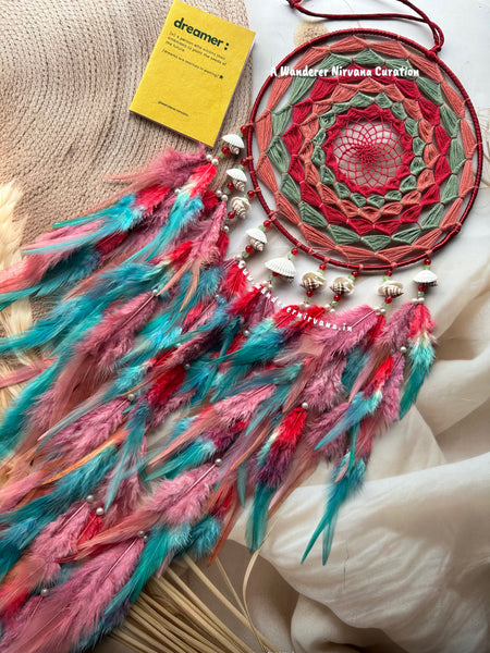 Olive Red Coral Rosewood Dreamcatcher