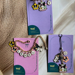 Kuromi Personalised Name Bracelet, Phonecharm, Brooch