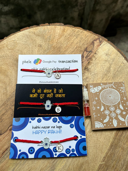 Saanjh Hamsa Rakhi with Alphabet