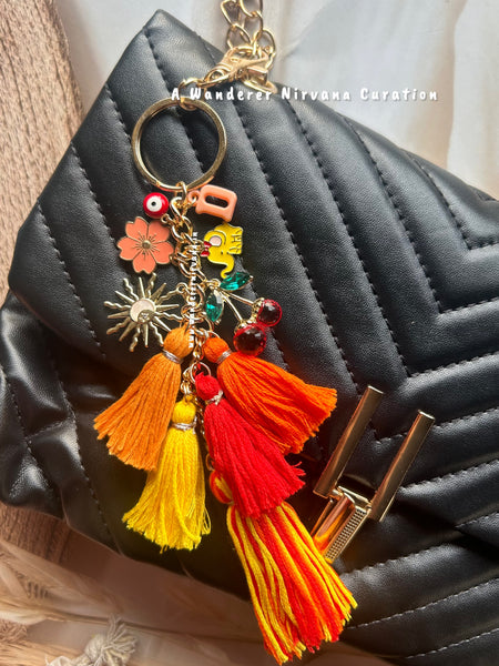 Boho Personalised Sunrise Drama Keychain Bagcharm