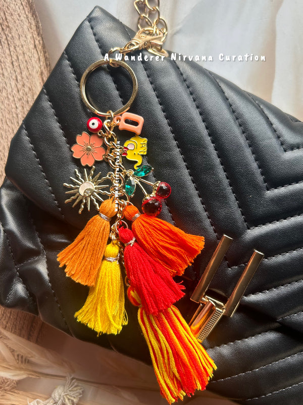 Boho Personalised Sunrise Drama Keychain Bagcharm