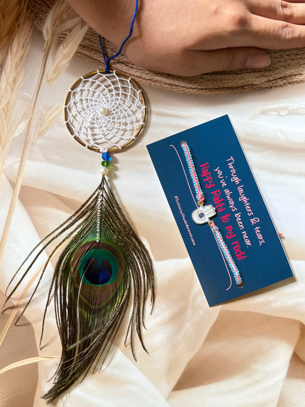 Bhaiya- Bhabhi Mayur Hamsa Rakhi  Set