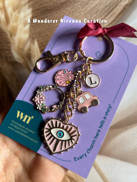 Sea Beach Drive Personalised Keychain Pink