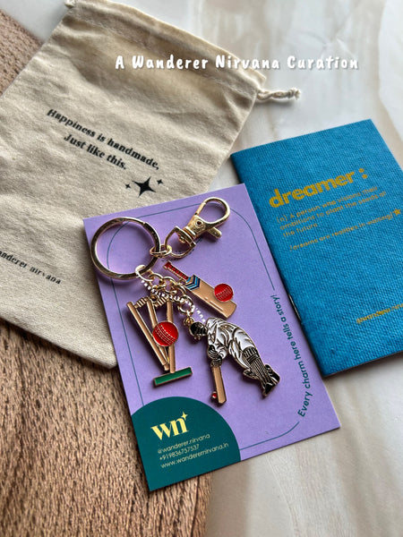 Cricket Wicket Sixer Keychain