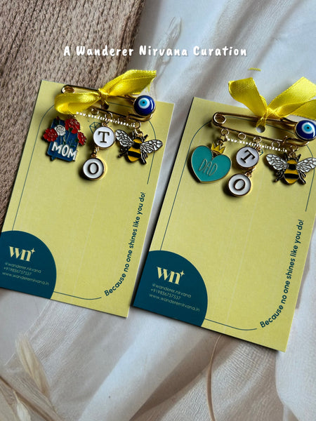 Mom Dad Parents To Be EvilEye Brooch Set