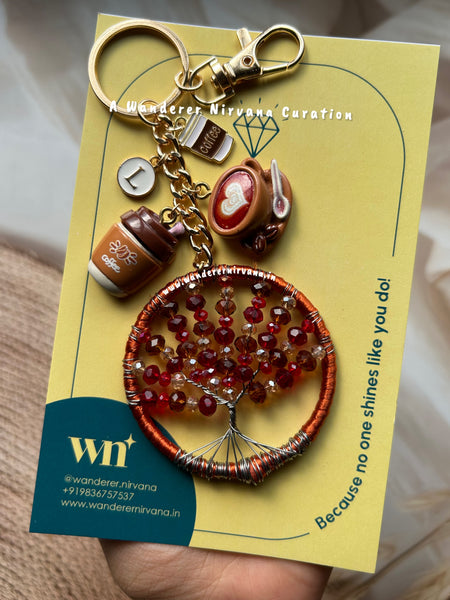 Coffee Lovers Dream Tree of Life Keychain Bagcharm