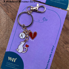 Cat Lover Keychain ( White )