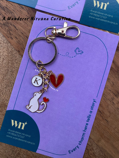 Cat Lover Keychain ( White )