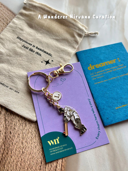 Cricket Personalised Initial Keychain