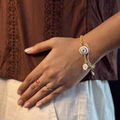 Rosie Evileye Pearl Bracelet with Initial