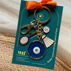Badminton Evil Eye Personalised Keychain