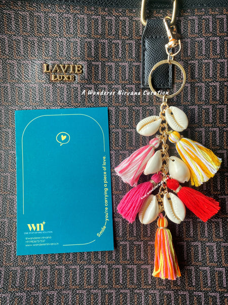Boho Cowrie Tassel Bagcharm