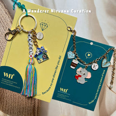 Name Keychain Blue Bracelet Combo
